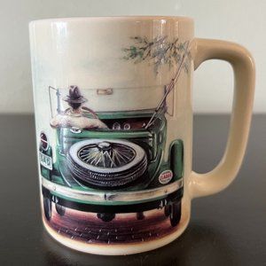 Vintage Otagiri Japan Mug Sunrise Pub Dad in Ford Model T w/ Fishing Pole